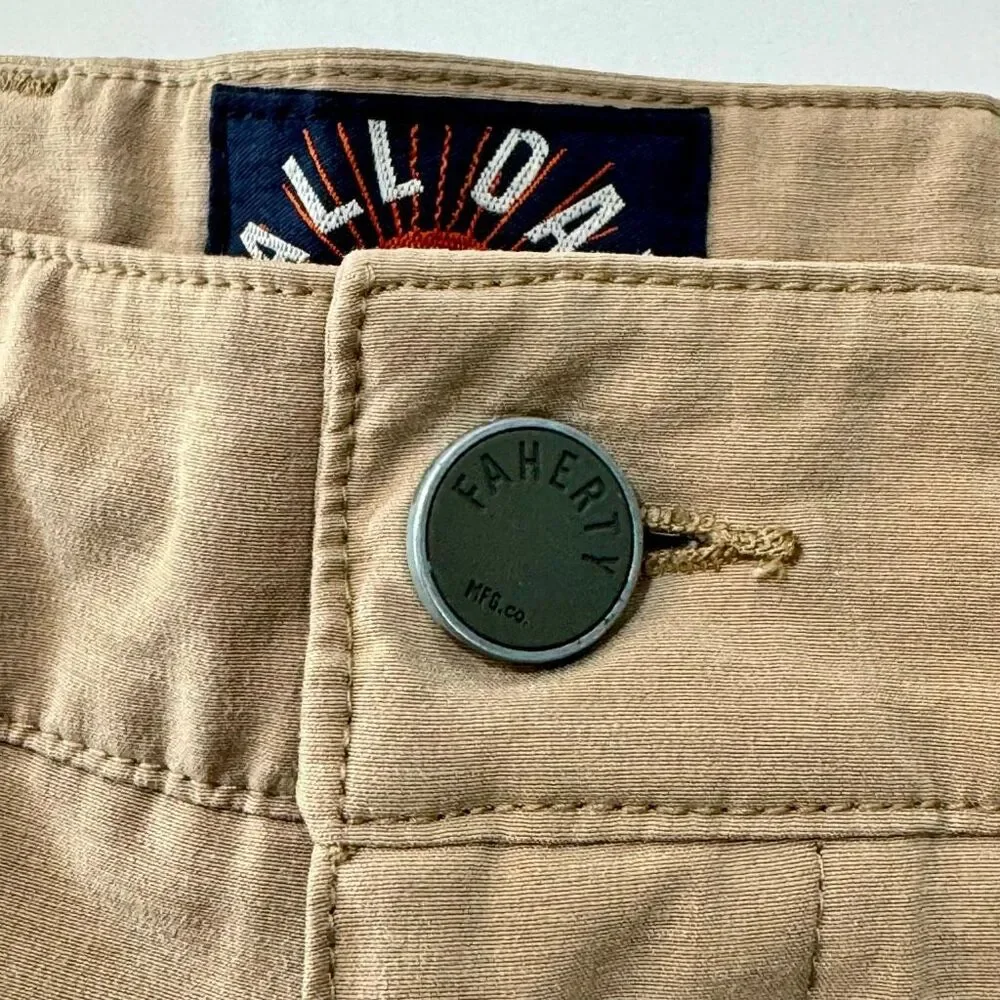 Faherty All Day Hybrid Shorts. Tan. Size 34.
